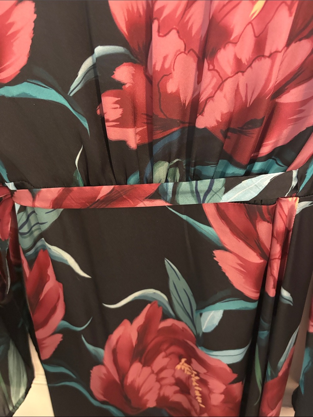 Show Me Your MuMu Black Maxi Wrap Dress with Burgundy Floral - Picture 8 of 14